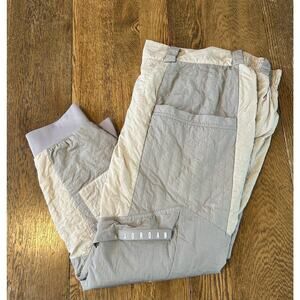 Nike Air Jordan Cozy Girl Puffer Pants Neutral Beige Gray Sz S Insulated Baggy